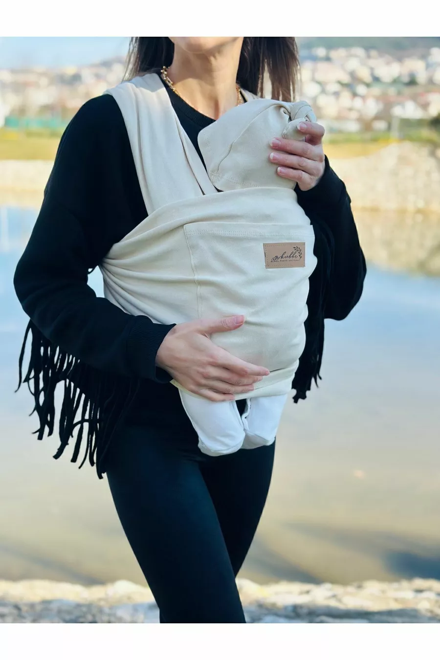Écharpe de portage pour bébé avec poche sur le devant, écharpe porte-bébé