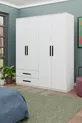 Placard GM  DORA 4 portes 2 tiroirs noir avec poignées