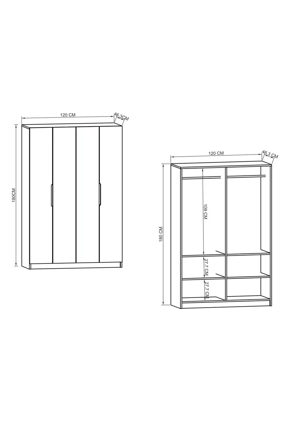 Armoire Monza 4 portes blanche  cm ,  cm