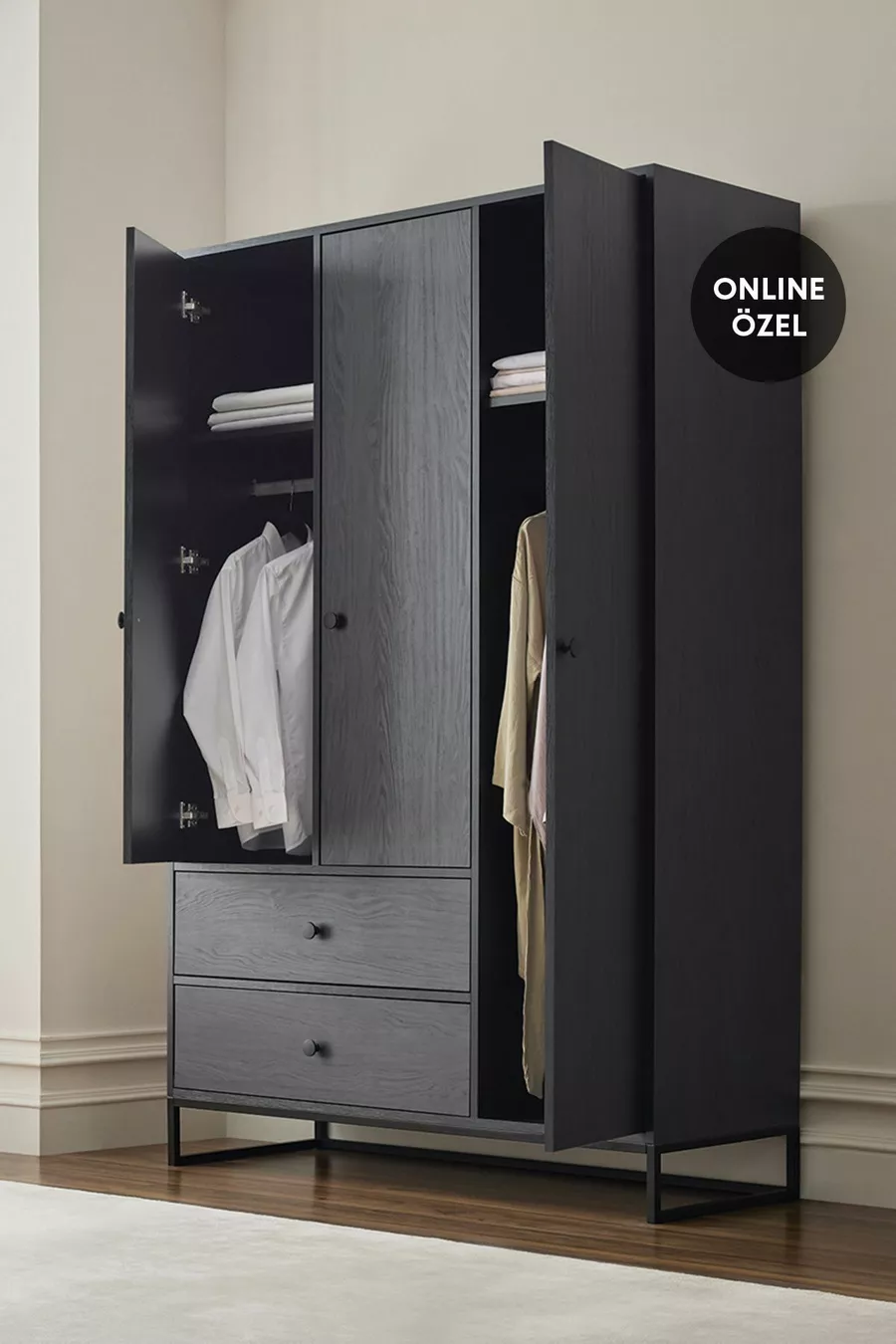 Armoire Kalinsta à 3 portes - Noir