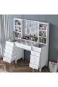 Rani Coiffeuse avec Tiroirs, Étagères et Miroir, Organisateur de Bijoux Blanc