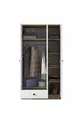 Armoire Rani  Wardrobe 3 portes 1 tiroir 6 étagères 1 panier suspendu Noyer - Blanc