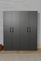  ARENA ARMOIRE GRIS ANTHRACITE 4 PORTES, 2 BARRES POUR PENDERIES, 6 ÉTAGÈRES