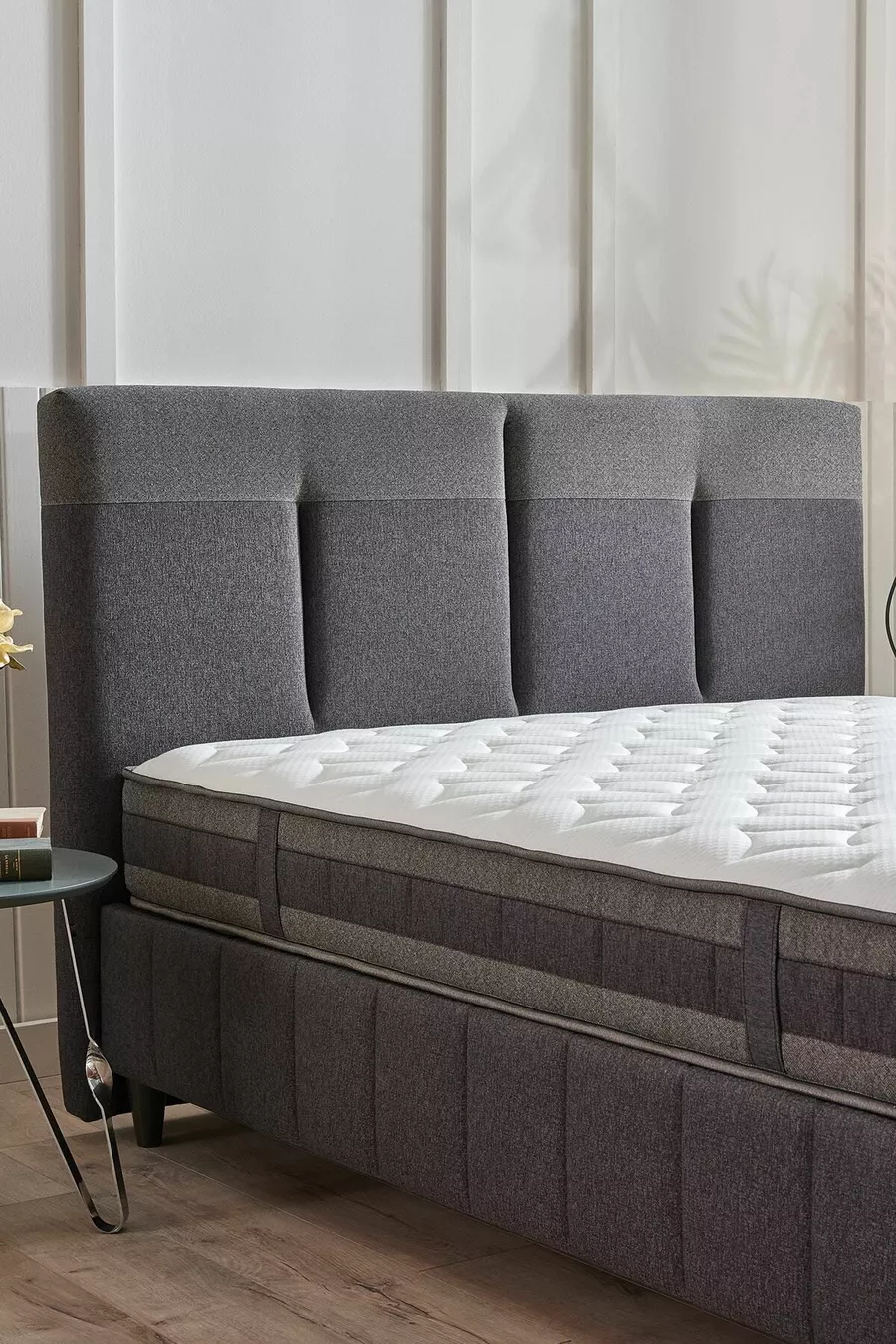 Ensemble 3 pièces Lit, Sommier et Tête de lit Dream Line - Gris foncé, Anthracite