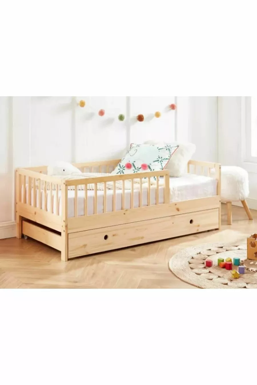 Lit Montessori en bois pour enfant - Lit avec petit lit intégré - Lit Montessori - 