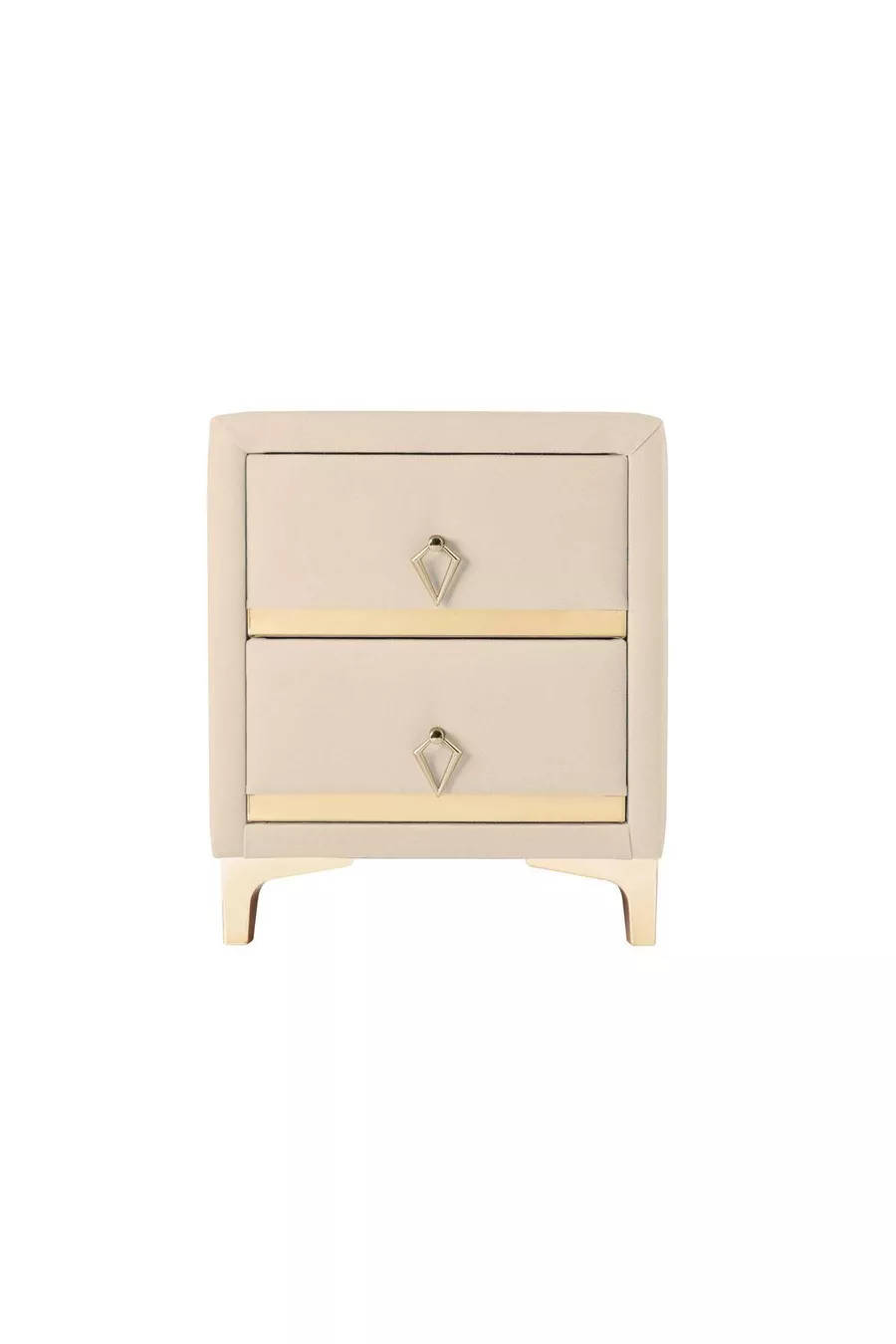 Table de chevet Doppia Linea Gold, à deux tiroirs
