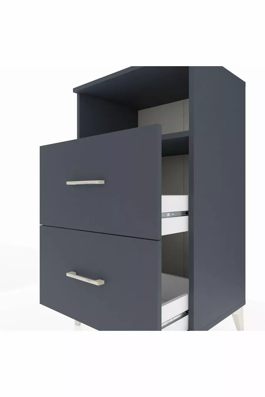 Chevet Hyperion à une étagère et deux tiroirs Anthracite-Anthracite