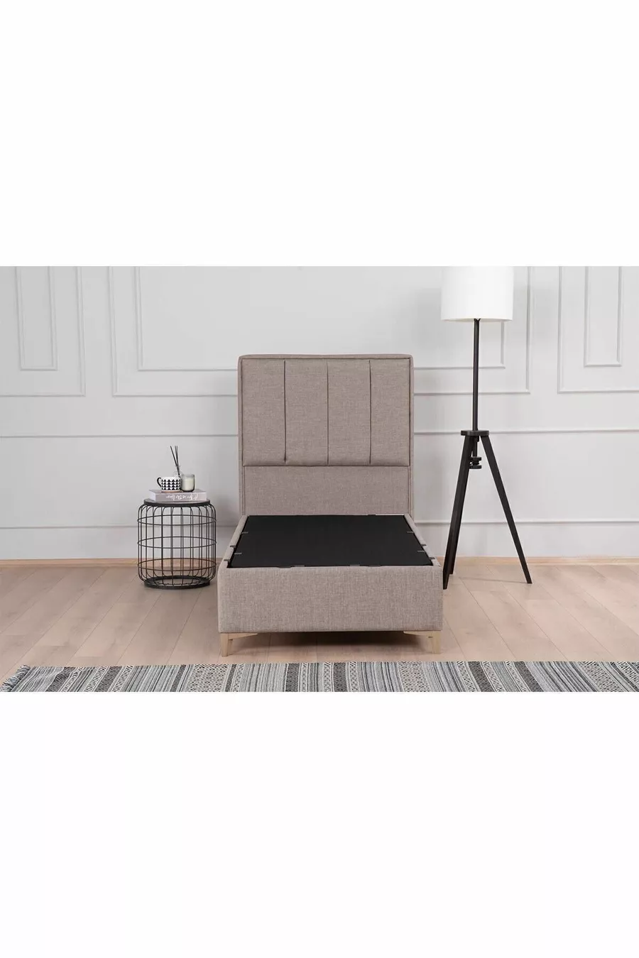 Lit coffre Gold Therapy marron (TÊTE DE LIT ET MATELAS NON INCLUS)