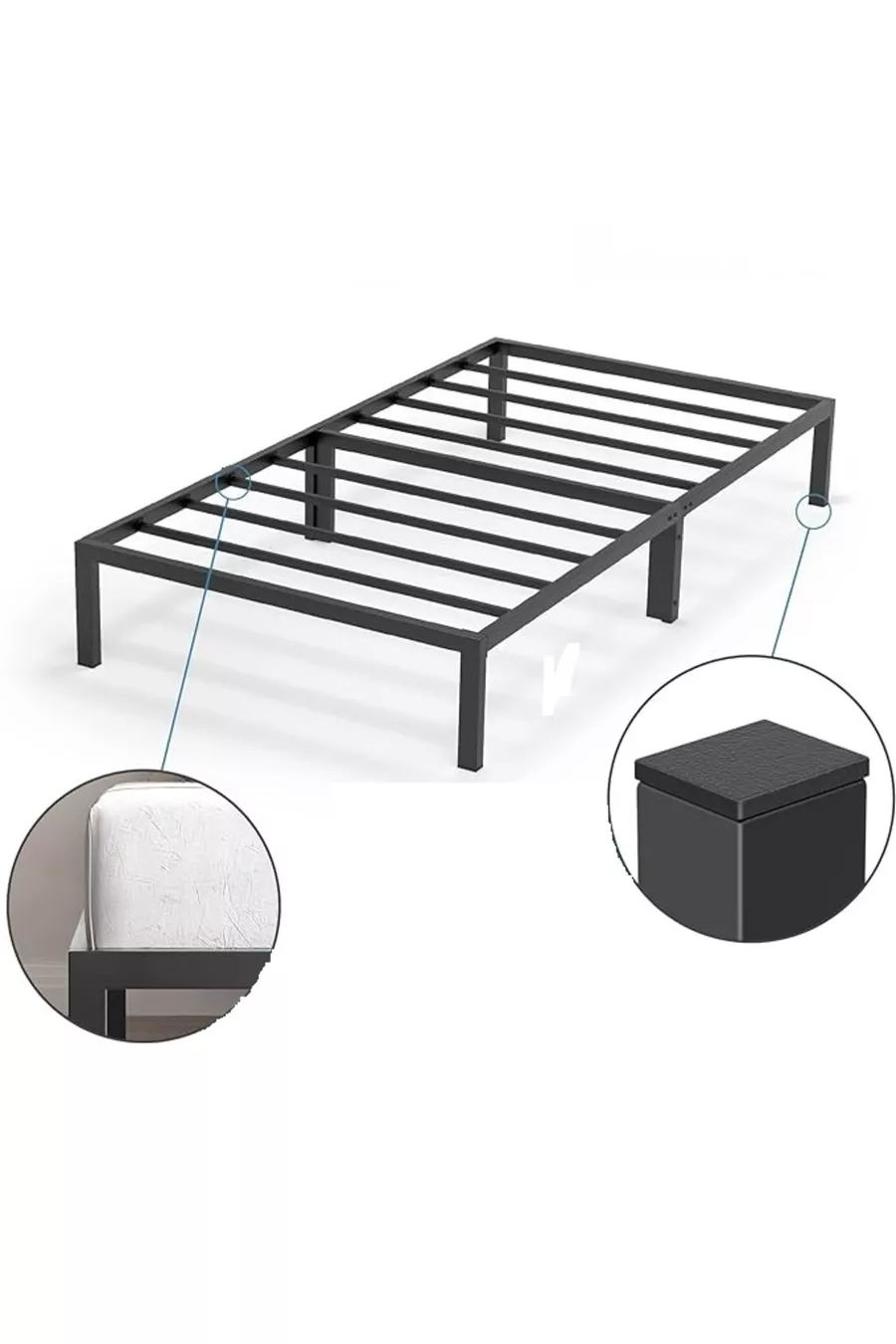 ÖZGÖK TARIM Lit en métal, Lit en métal CNS couleur noire, Simple et double, Options de taille