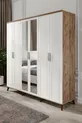 Ensemble de chambre à coucher en MDF complet Paris à 6 portes, pin Atlantique blanc (avec sommier)