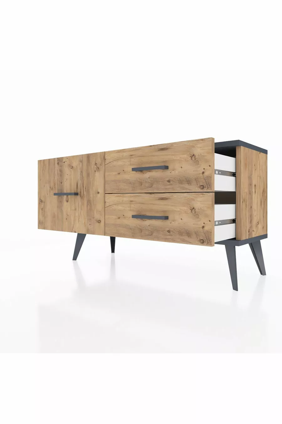 Commode Arges 3 tiroirs Pin-Anthracite/Pin
