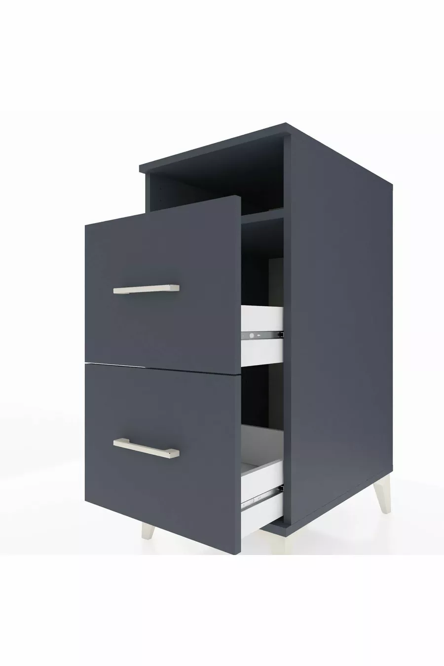 Table de chevet Kronos avec une étagère et 2 tiroirs Anthracite-Anthracite