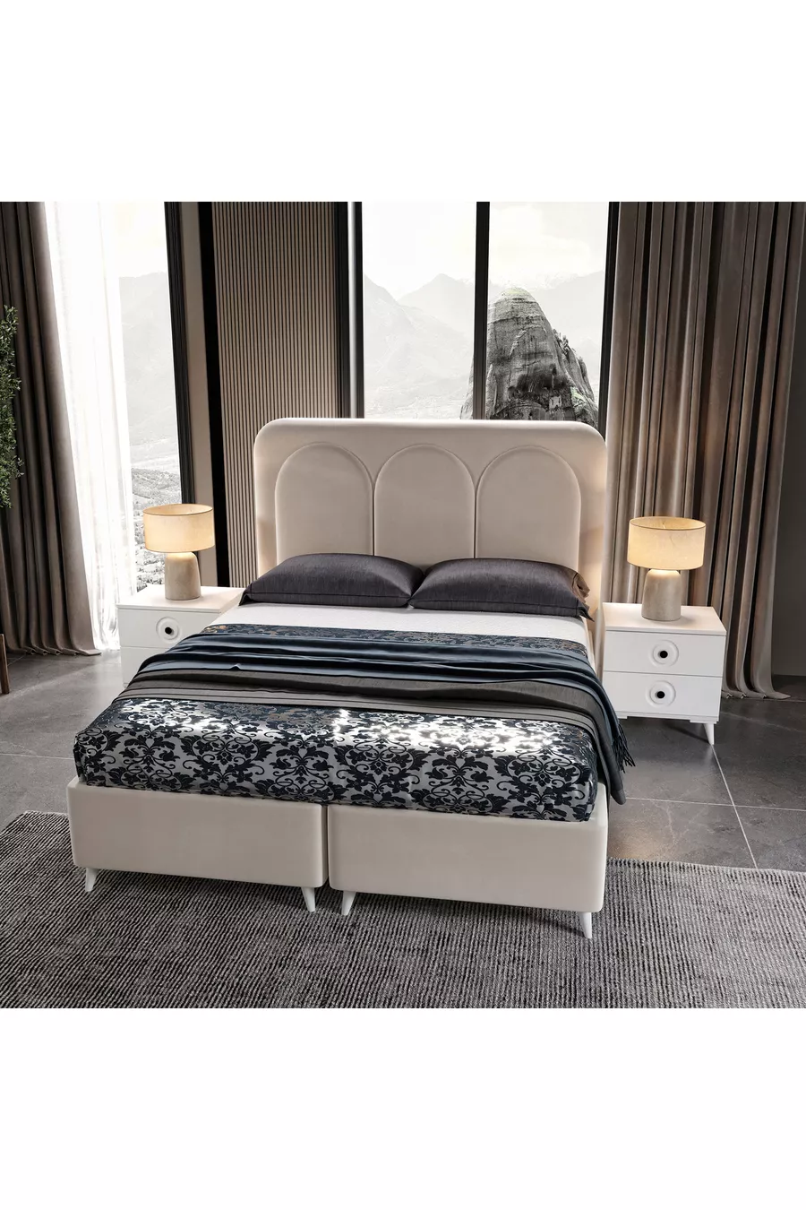 - Montage gratuit - Ensemble complet de chambre à coucher en MDF blanc Oslo à 6 portes