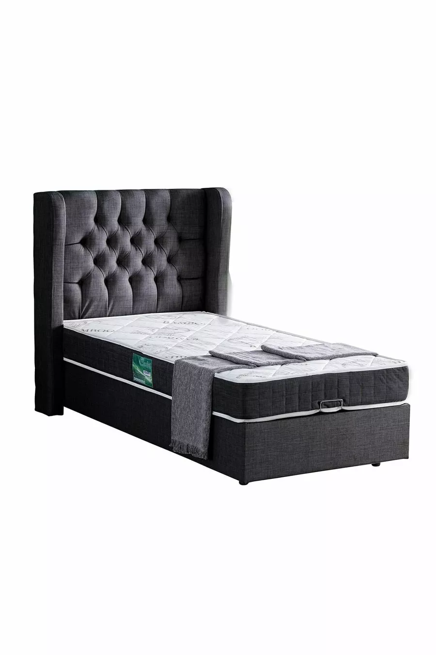 Ensemble de lit confort Riga avec sommier simple et tête de lit, anthracite