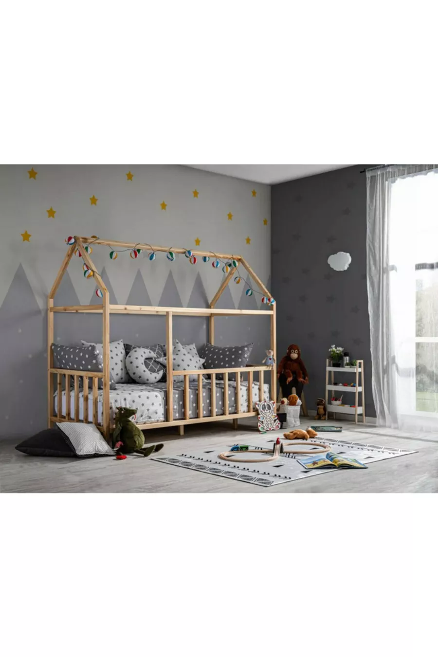 Lit Montessori naturel pour bébé enfant unisexe avec cadre