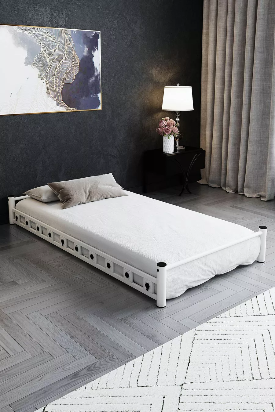Lit superposé pour bébé avec sommier et matelas, blanc