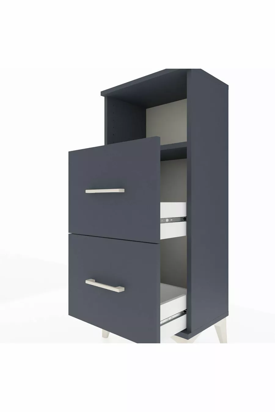 Chevet Arges à une étagère et 2 tiroirs Anthracite-Anthracite