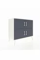 Commode Hyperion 2 étagères 4 portes Pierre de lune-Anthracite