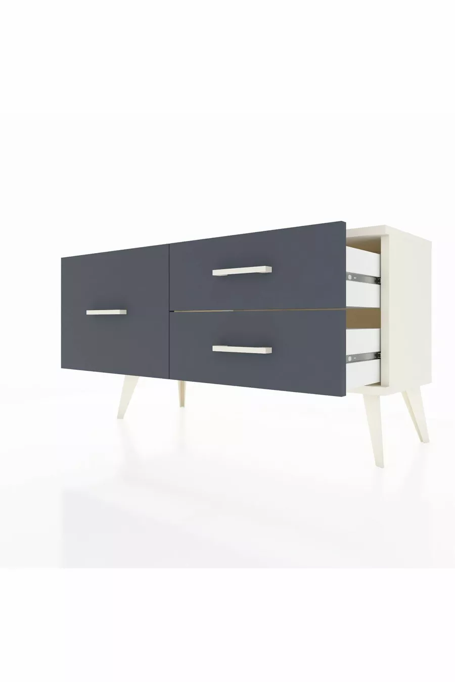 Commode Arges 3 tiroirs Pierre de lune/Pierre de lune/Anthracite