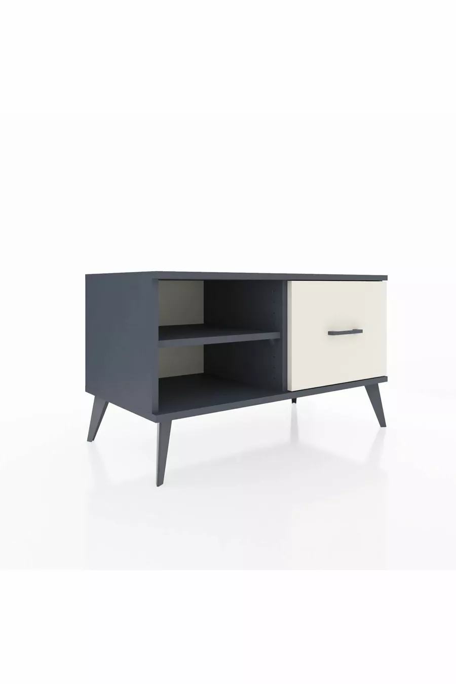 Commode Hyperion à une étagère et un tiroir Anthracite-Anthracite/Pierre de Lune