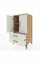 Commode Hyperion à 2 étagères, 2 tiroirs, 2 portes, Pins-Patine de pierre