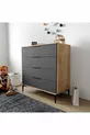 Commode Aden à 4 tiroirs anthracite, chambre à coucher, chambre d'enfant