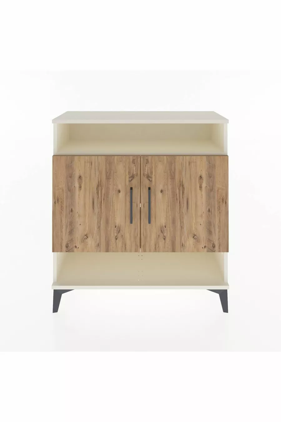 Commode Arges 3 étagères 2 portes Pierre de lune-Pin