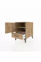 Table de chevet Kronos avec 2 étagères, 1 tiroir et 1 porte, pin-pin