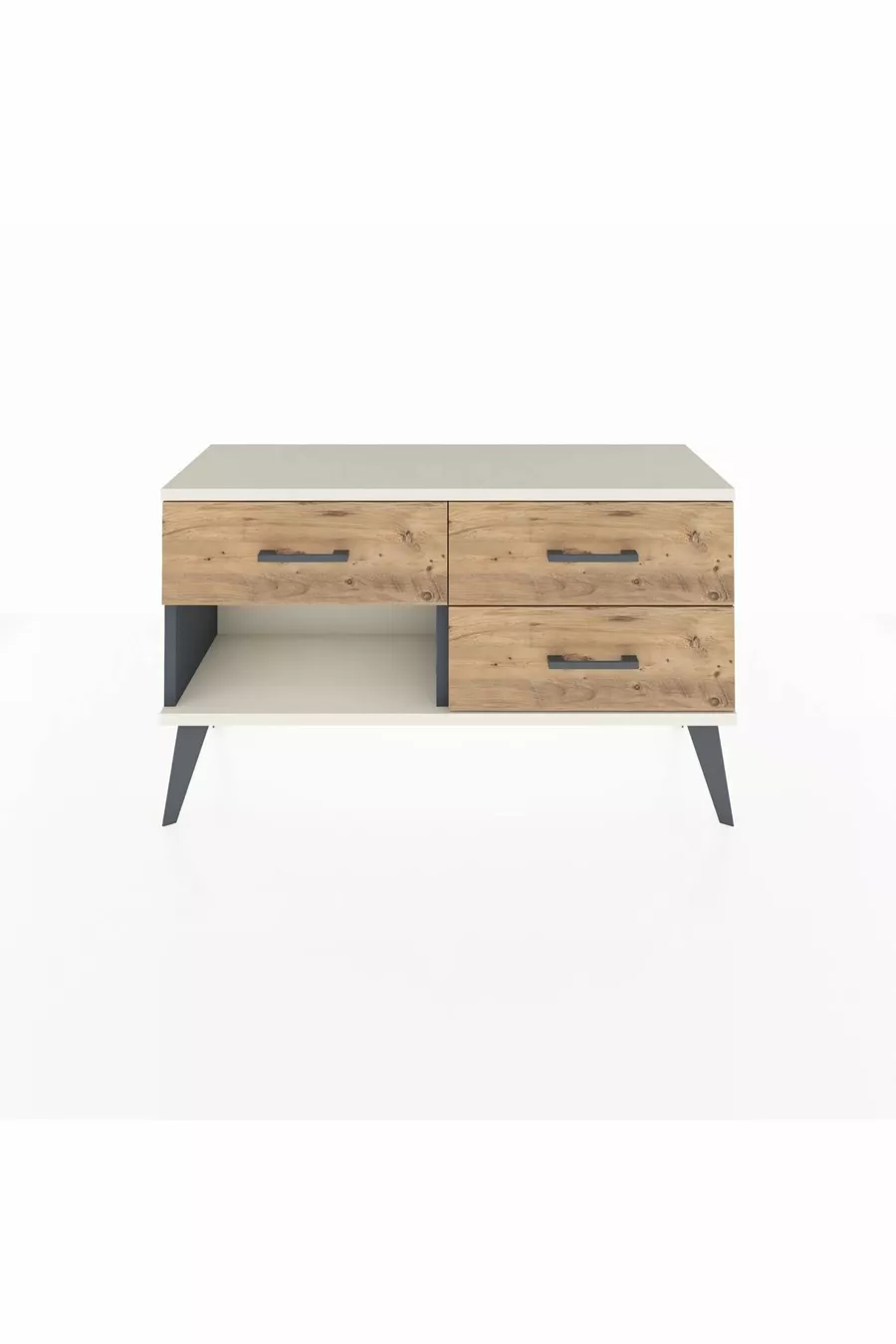 Commode Arges 3 tiroirs Anthracite-Gris pierre / Pin