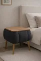 Table de chevet Lina Sandıklı, table de chevet moderne avec pieds en bois recouverte de tissu Teddy