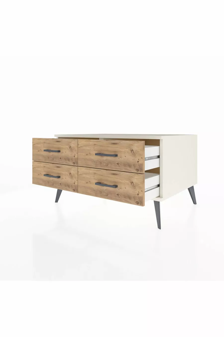 Commode Kronos 4 étagères Pierre de lune-Pierre de lune/Pin
