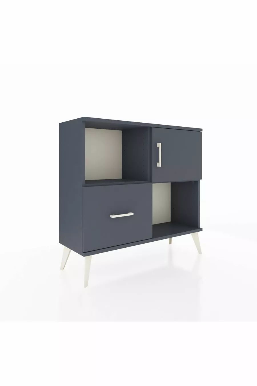 Commode Arges 2 étagères, 1 tiroir, 1 porte, Anthracite-Anthracite