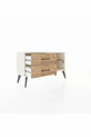 Commode Arges à une étagère et 2 tiroirs en pierre d'onyx et pin