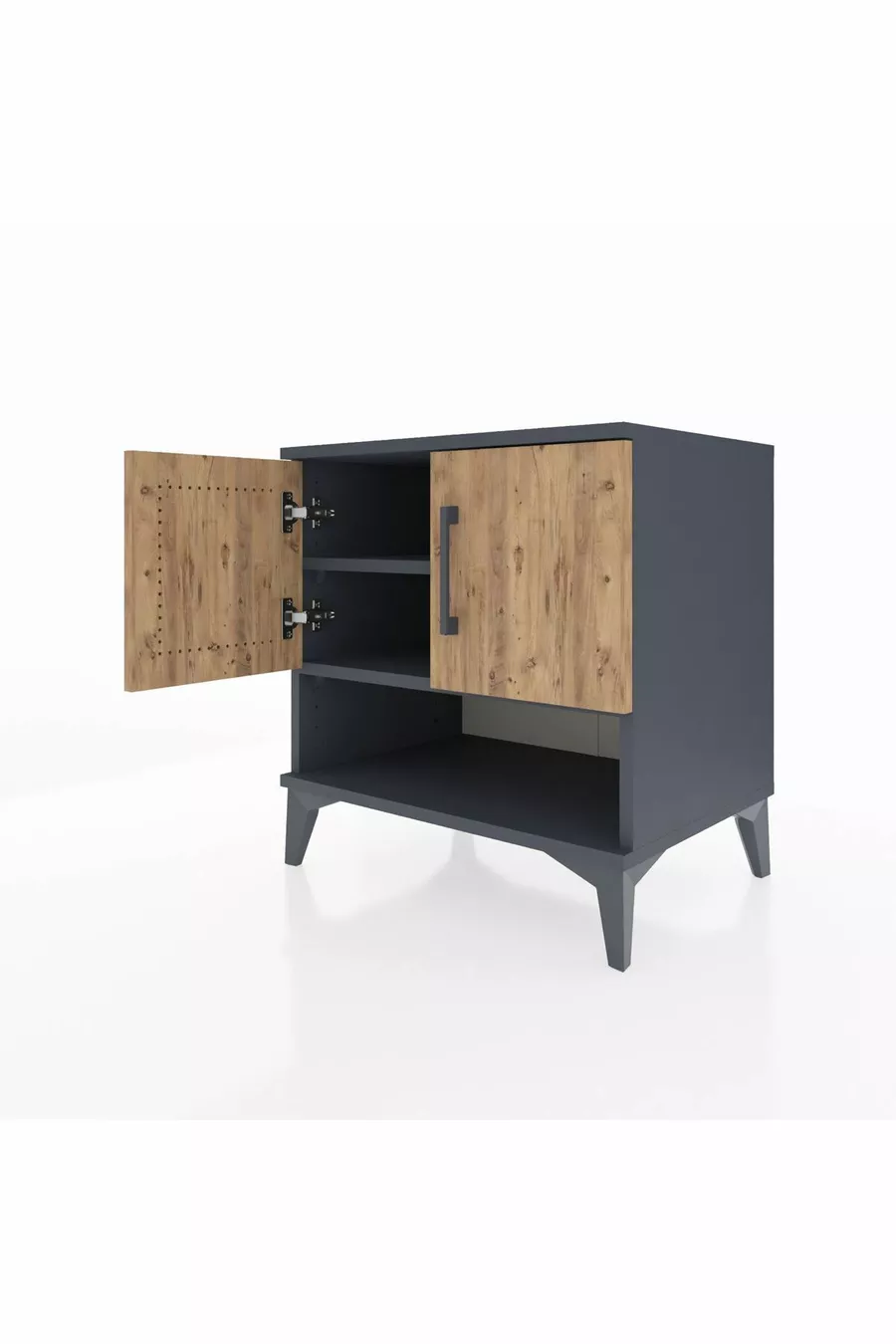Commode Hyperion 2 étagères 2 portes Anthracite-Sapin
