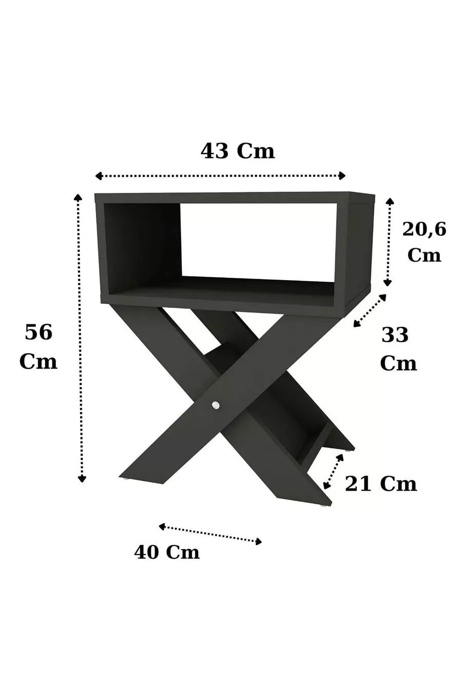 Table de chevet / table basse Home Enda X avec support pour revues Anthracite