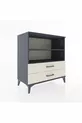 Commode Hyperion 2 étagères 2 tiroirs Anthracite-Pierre de Lune