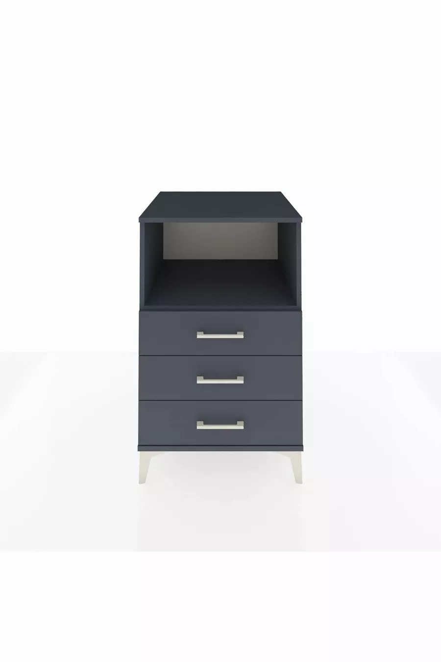 Table de chevet Kronos avec une étagère et 3 tiroirs Anthracite-Anthracite