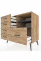 Commode Hyperion 2 étagères 5 tiroirs Pin-Anthracite/Pin