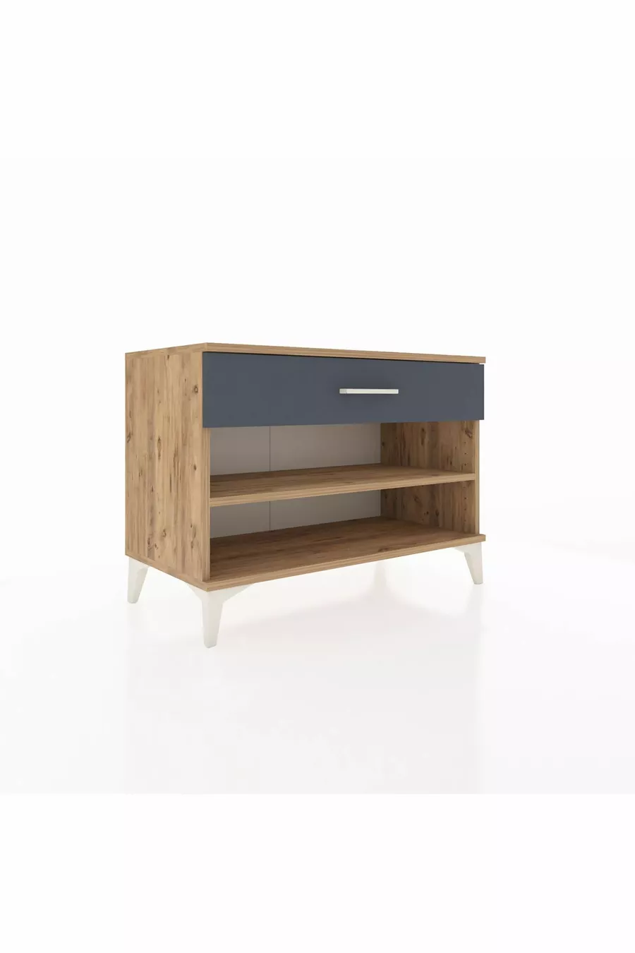 Commode Hyperion à une étagère et un tiroir, pin-anthracite