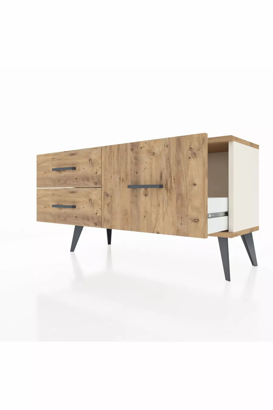 Commode Arges 3 étagères Pierre de lune-Pin