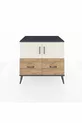 Commode Kronos avec 2 étagères, 2 tiroirs et 2 portes Anthracite-Pierre d'argile/Sapin