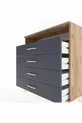 Commode Arges à un seul étagère et 4 tiroirs en pin-anthracite