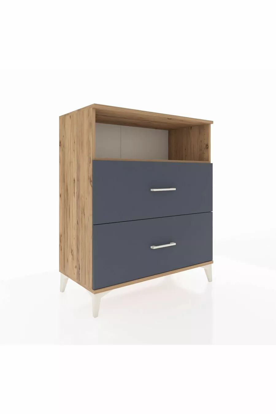 Commode Hyperion à une étagère et 2 tiroirs Pin-Anthracite