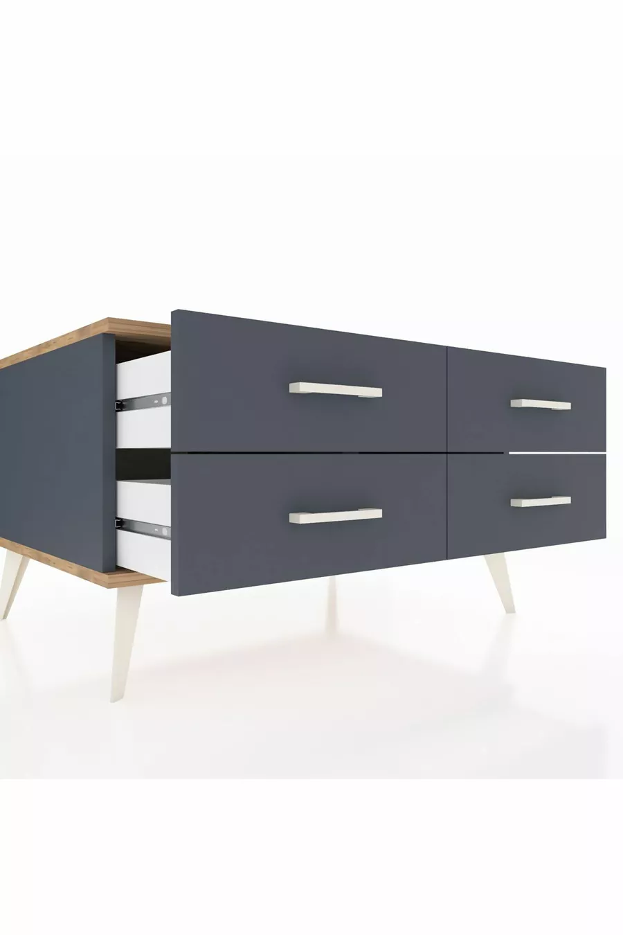 Commode Kronos 4 étagères Anthracite-Sapin/Anthracite