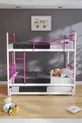 Lit superposé Koza avec tiroir, compatible pour 3 personnes, en métal rose foncé