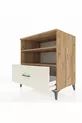Commode Kronos à 2 étagères et 1 tiroir en pin et quartz