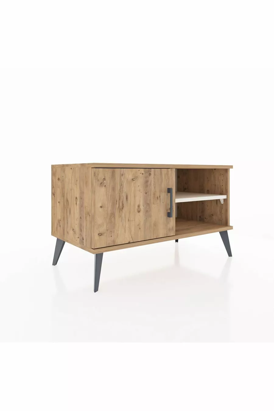 Commode Hyperion à 2 étagères avec une porte en pin-pin / pierre de lune
