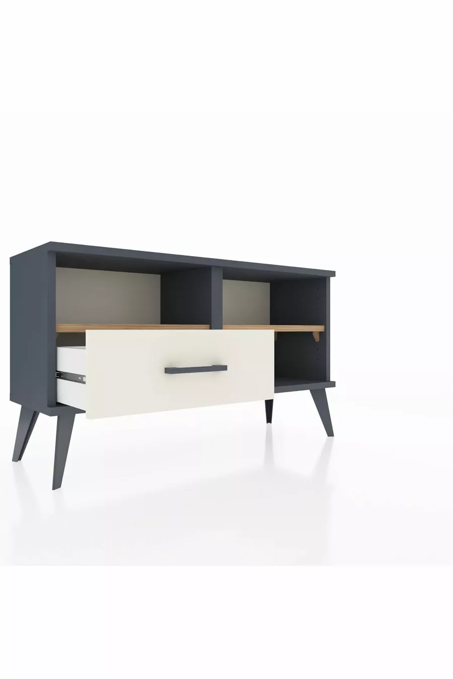 Commode Arges 2 étagères, 1 tiroir, Anthracite-Sapin/Mer de pierre