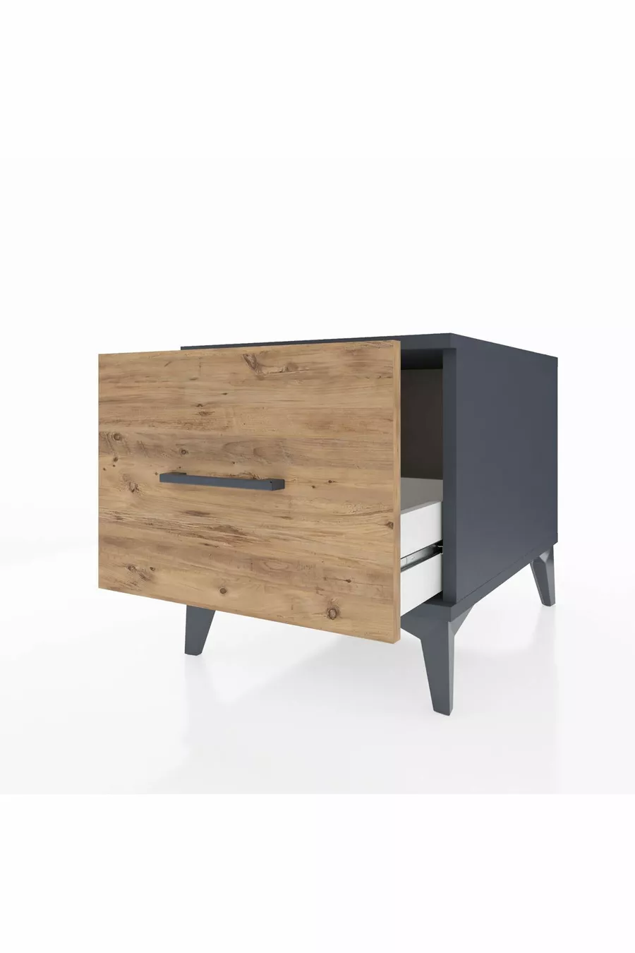 Chevet Kronos avec un tiroir unique Gris anthracite-Sapin