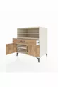 Commode Kronos avec 3 étagères, 1 tiroir et 2 portes, Pierre de Lune-Sapin